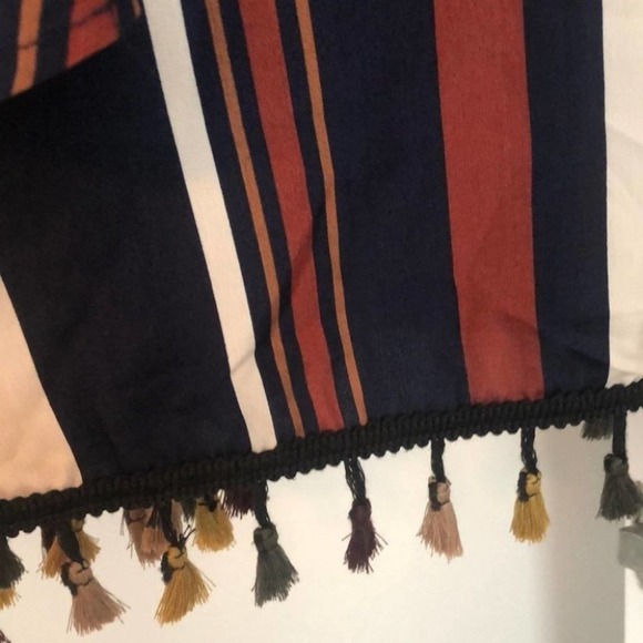 CALLIE MAC Tassel Embroidered Striped Boho Long Sleeve Dress Size Large - Picture 5 of 9